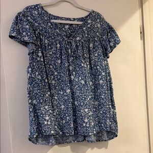 Chic Blue Floral Women's Blouse